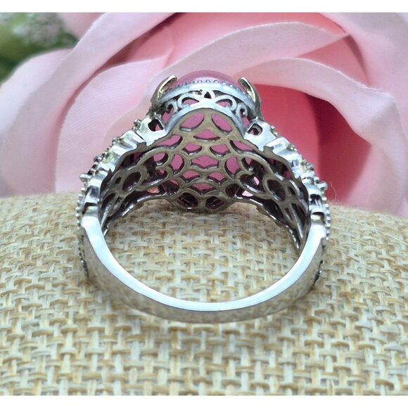 STS Chuck Clemency Sterling Silver & Pink Cocktail Statement Ring Size 11.5 - Picture 5 of 11